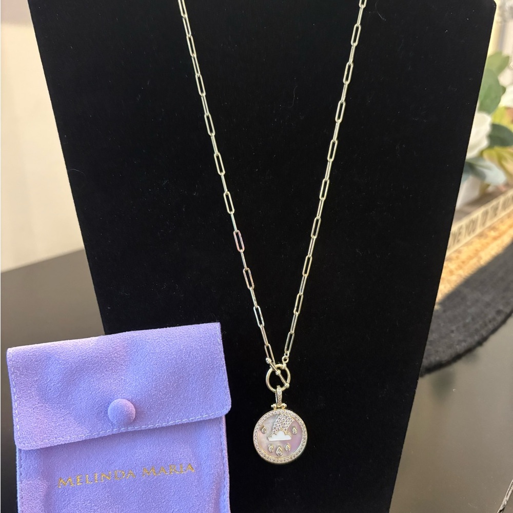 Melinda Maria GOLD Chain Necklace with Round Pendant